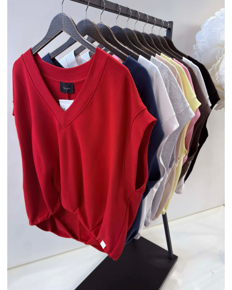 Bluza bez rękawów oversize By o la la...! śmietanowa