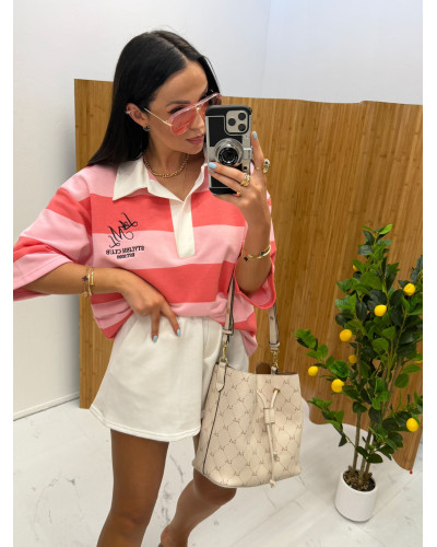 Bluza polo w pasy La Milla ciemny róż