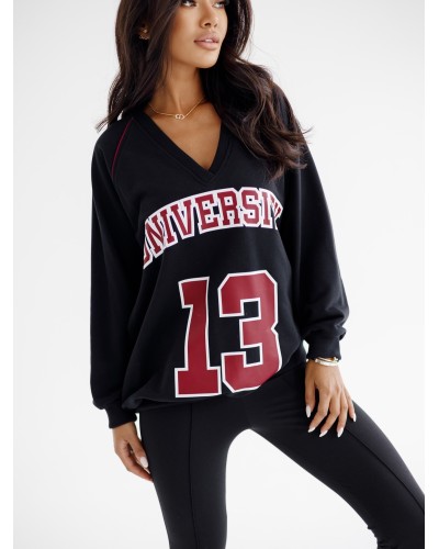 Bluza University 13 By o la la...! czarna z merlotem
