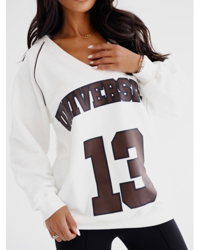 Bluza University 13 By o la la...! śmietanowa z chocomuss