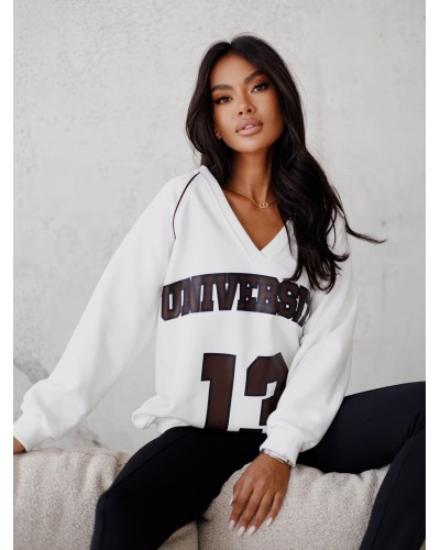 Bluza University 13 By o la la...! śmietanowa z chocomuss