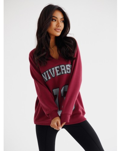 Bluza University 13 By o la la...! merlot z szarością