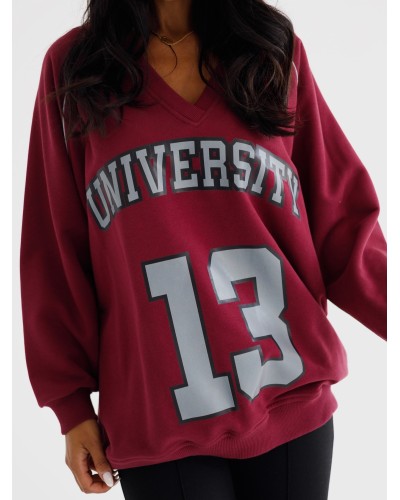 Bluza University 13 By o la la...! merlot z szarością