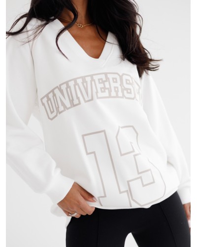 Bluza University 13 By o la la...! śmietanowa z beżem