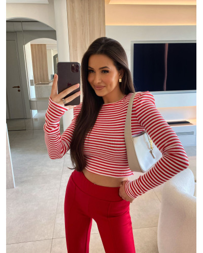 Top w paski La Milla biało czerwony