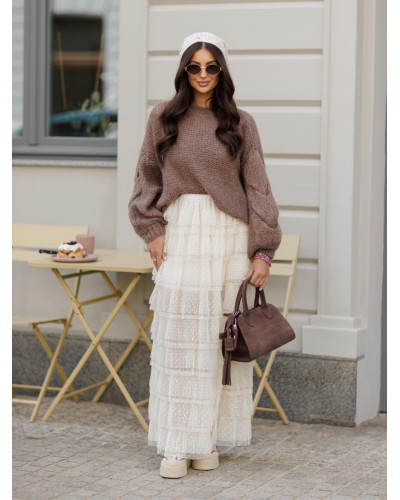 Spódnica z falbanami By o la la...! śmietankowa