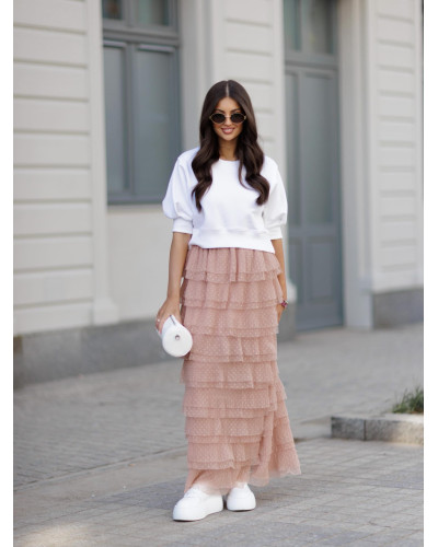 Spódnica z falbanami By o la la...! morelowa