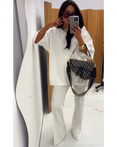 T-shirt z koronkowym tyłem La Milla śmietankowy