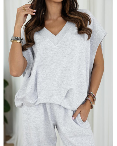 Bluza bez rękawów oversize By o la la...! szary melanż