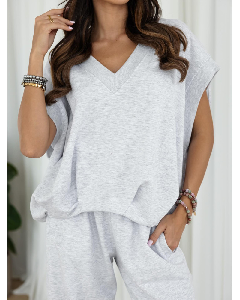 Bluza bez rękawów oversize By o la la...! szary melanż