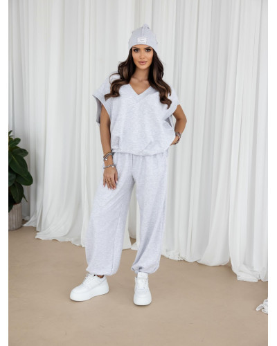 Bluza bez rękawów oversize By o la la...! szary melanż