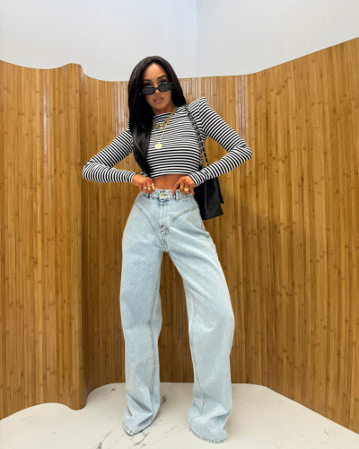 Spodnie jeansowe stringi La Milla jasne