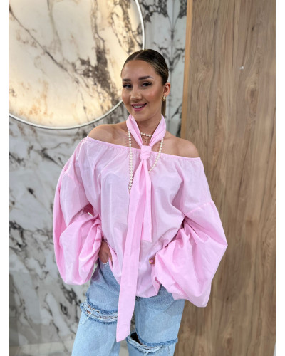 Bluzka hiszpanka z chustką By o la la...! różowa