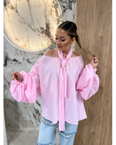 Bluzka hiszpanka z chustką By o la la...! różowa