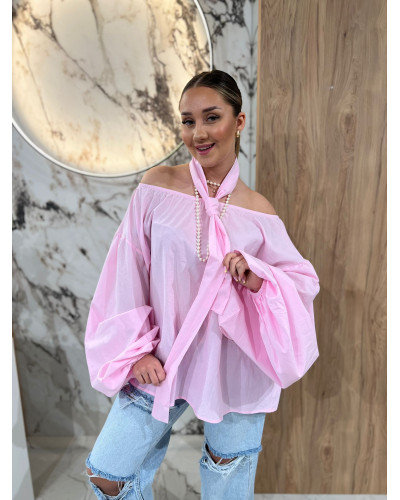 Bluzka hiszpanka z chustką By o la la...! różowa