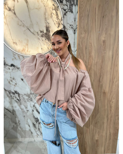 Bluzka hiszpanka z chustką By o la la...! beżowa