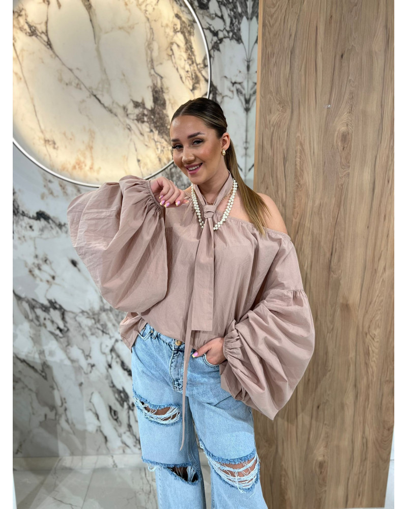 Bluzka hiszpanka z chustką By o la la...! beżowa