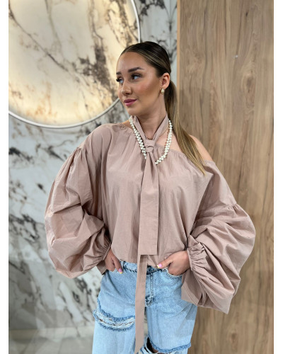 Bluzka hiszpanka z chustką By o la la...! beżowa