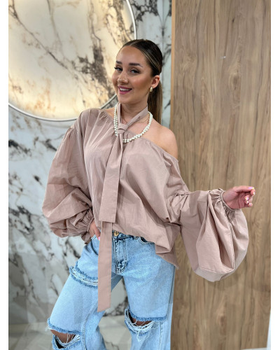 Bluzka hiszpanka z chustką By o la la...! beżowa