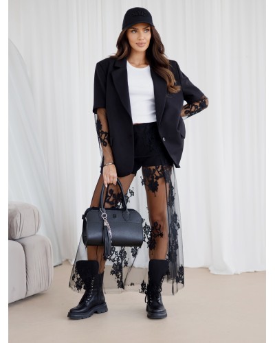 Marynarka z koronkowym rękawem By o la la...! czarna