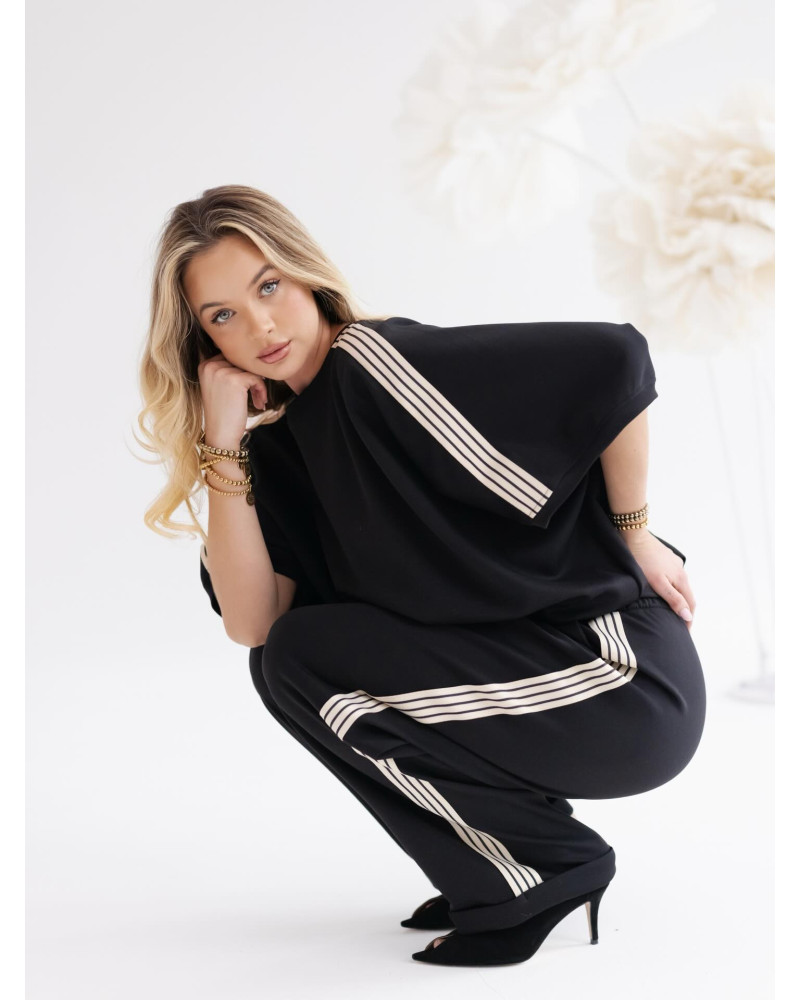 Komplet dresowy z paskami By o la la...! czarny