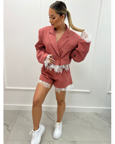 Spodenki materiałowe motylki z koronką La Milla szminka