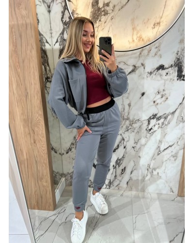 Spodnie dresowe serduszka By o la la...! grafitowe