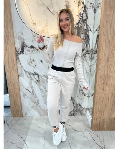 Spodnie dresowe serduszka By o la la...! beżowe