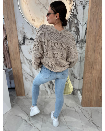 Kardigan o grubym splocie By o la la...! beżowy