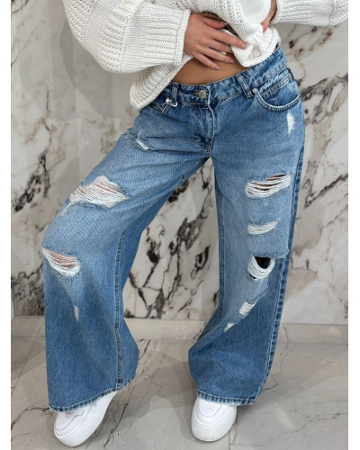 Spodnie jeansowe wide leg z dziurami By o la la...!