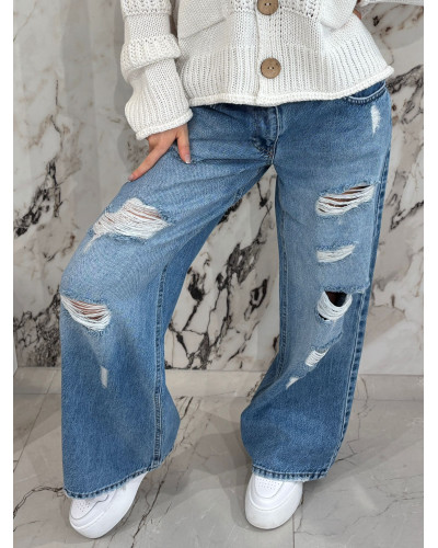 Spodnie jeansowe wide leg z dziurami By o la la...!