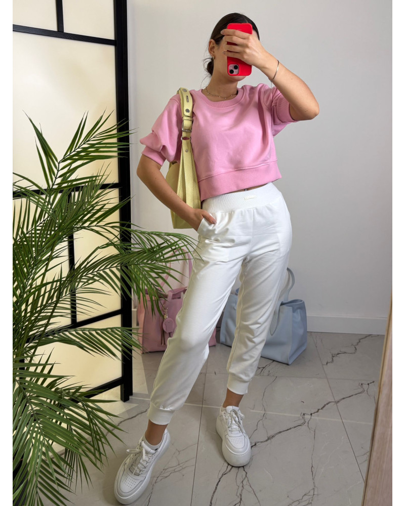 Spodnie dresowe By o la la...! śmietanowe