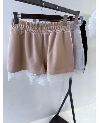 Spodenki dresowe z koronką By o la la...! nude