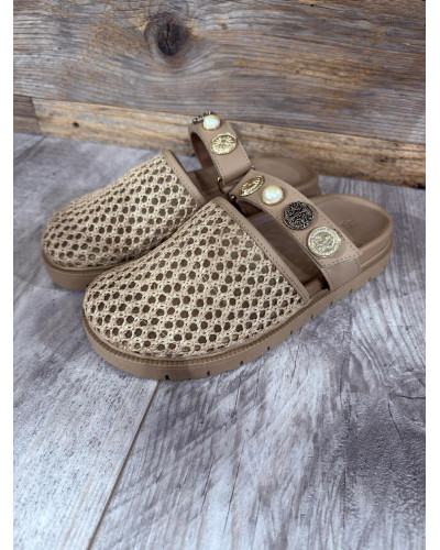 Klapki ażurowe By o la la...! beżowe