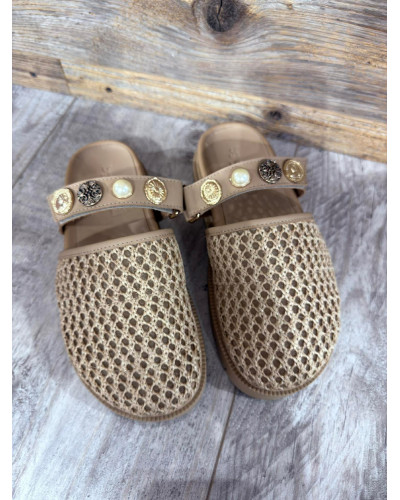 Klapki ażurowe By o la la...! beżowe