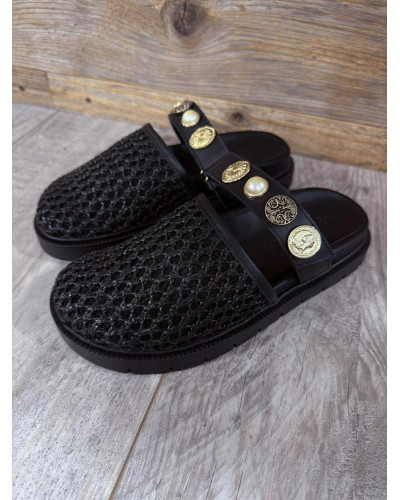 Klapki ażurowe By o la la...! czarne