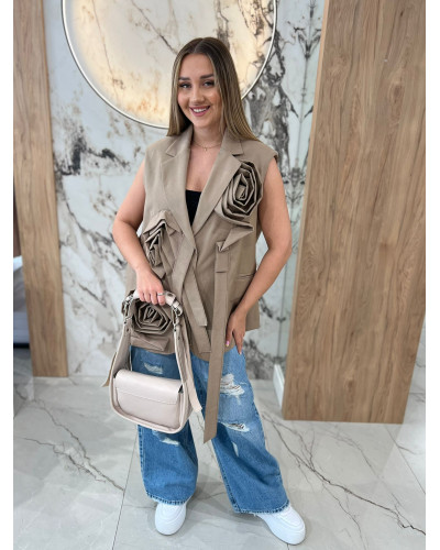 Kamizelka z różami By o la la...! kakao