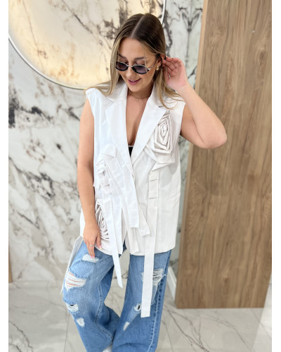 Kamizelka z różami By o la la...! śmietankowa