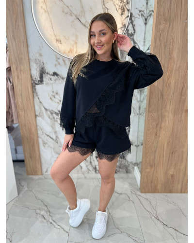 Spodenki dresowe z koronką By o la la...! czarne