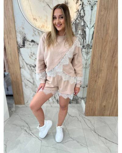 Spodenki dresowe z koronką By o la la...! nude