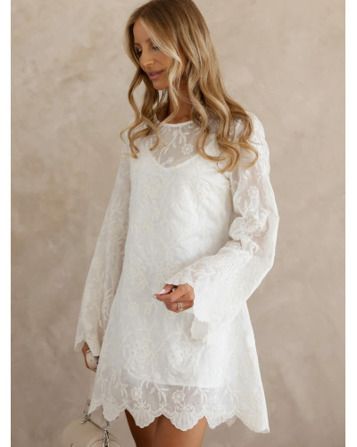 Sukienka koronkowa By o la la...! śmietankowa