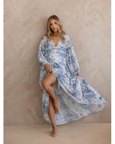 Sukienka wzorzysta By o la la...! błękitna