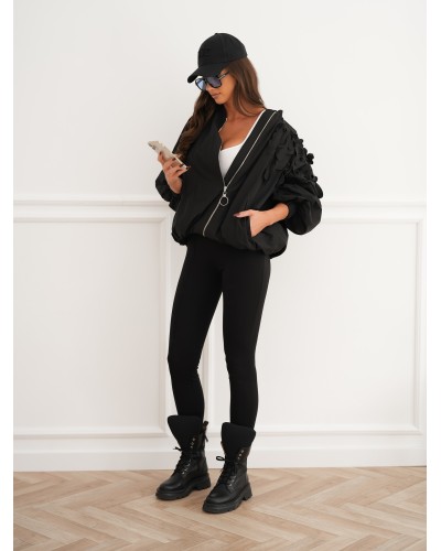 Kurtka bomberka z kwiatami 3D By o la la...! czarna