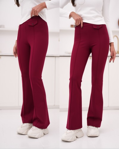 Spodnie materiałowe dzwony By o la la...! merlot