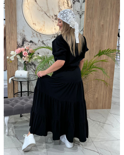 Spódnica maxi z przeszyciami By o la la...! czarna