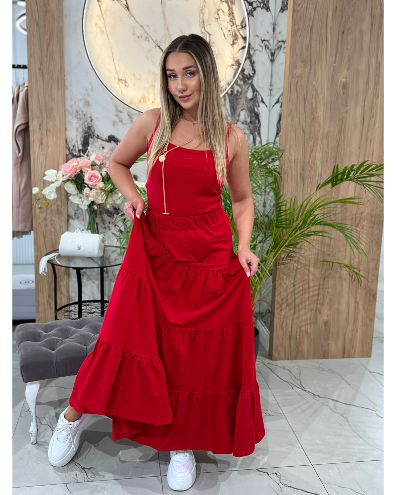 Spódnica maxi z przeszyciami By o la la...! red kiss
