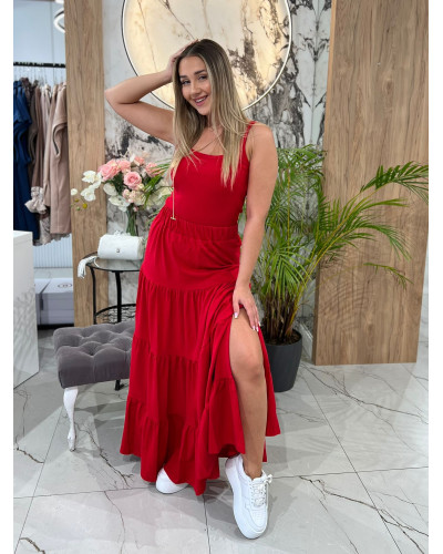 Spódnica maxi z przeszyciami By o la la...! red kiss