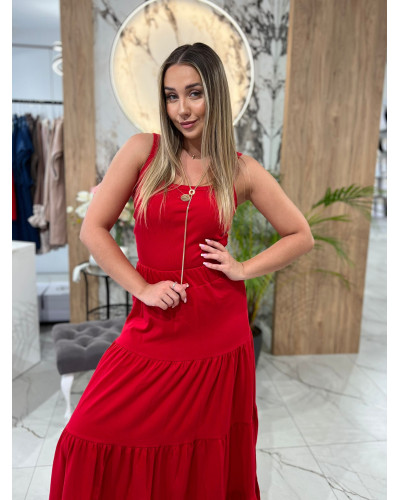 Spódnica maxi z przeszyciami By o la la...! red kiss