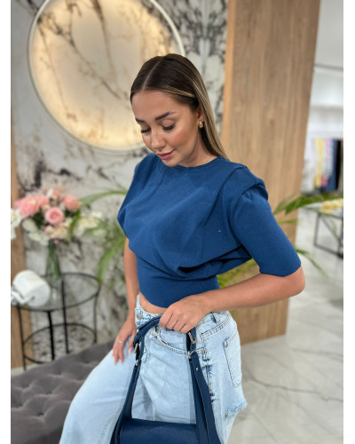 Sweterek krótki z zakładkami By o la la...! denim