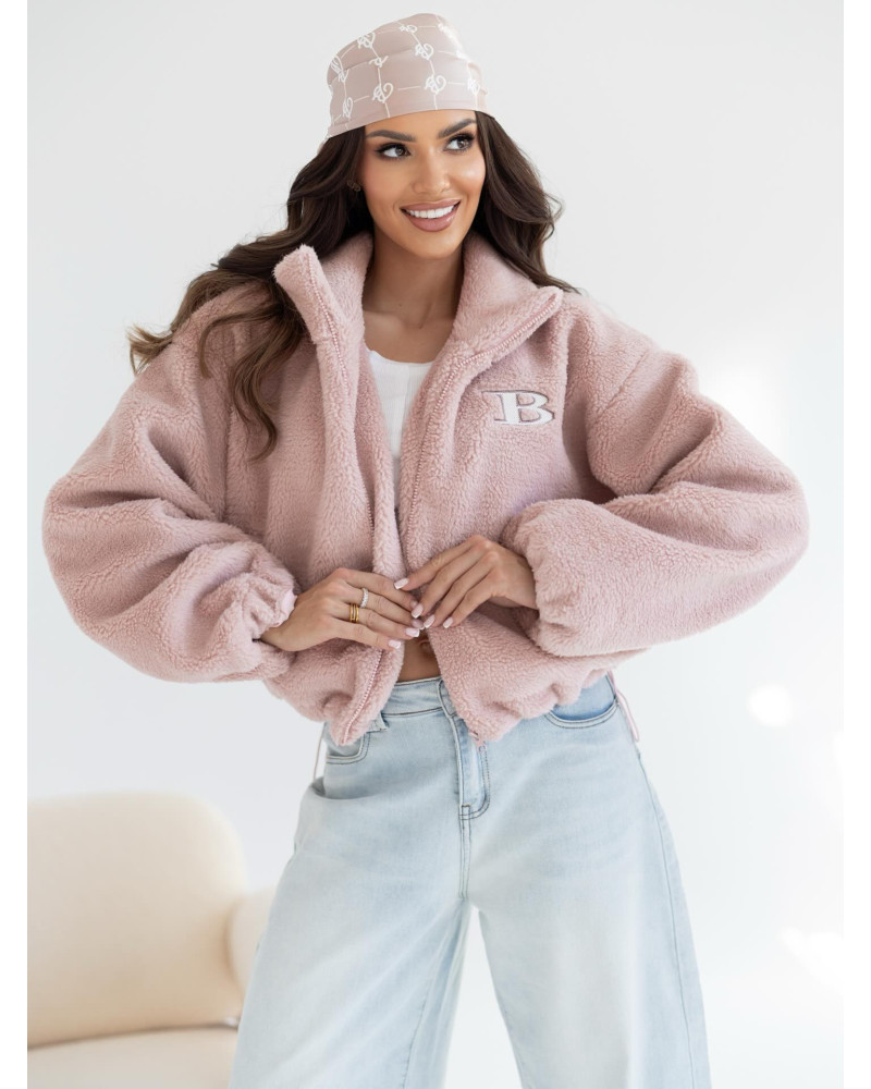 Kurtka teddy By o la la...! pudrowy róż